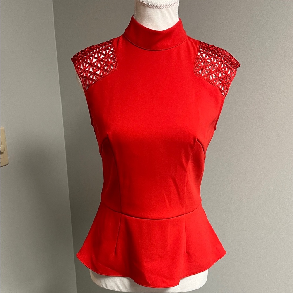 Karen Millen Vibrant Red Blouse with Shoulder Accents